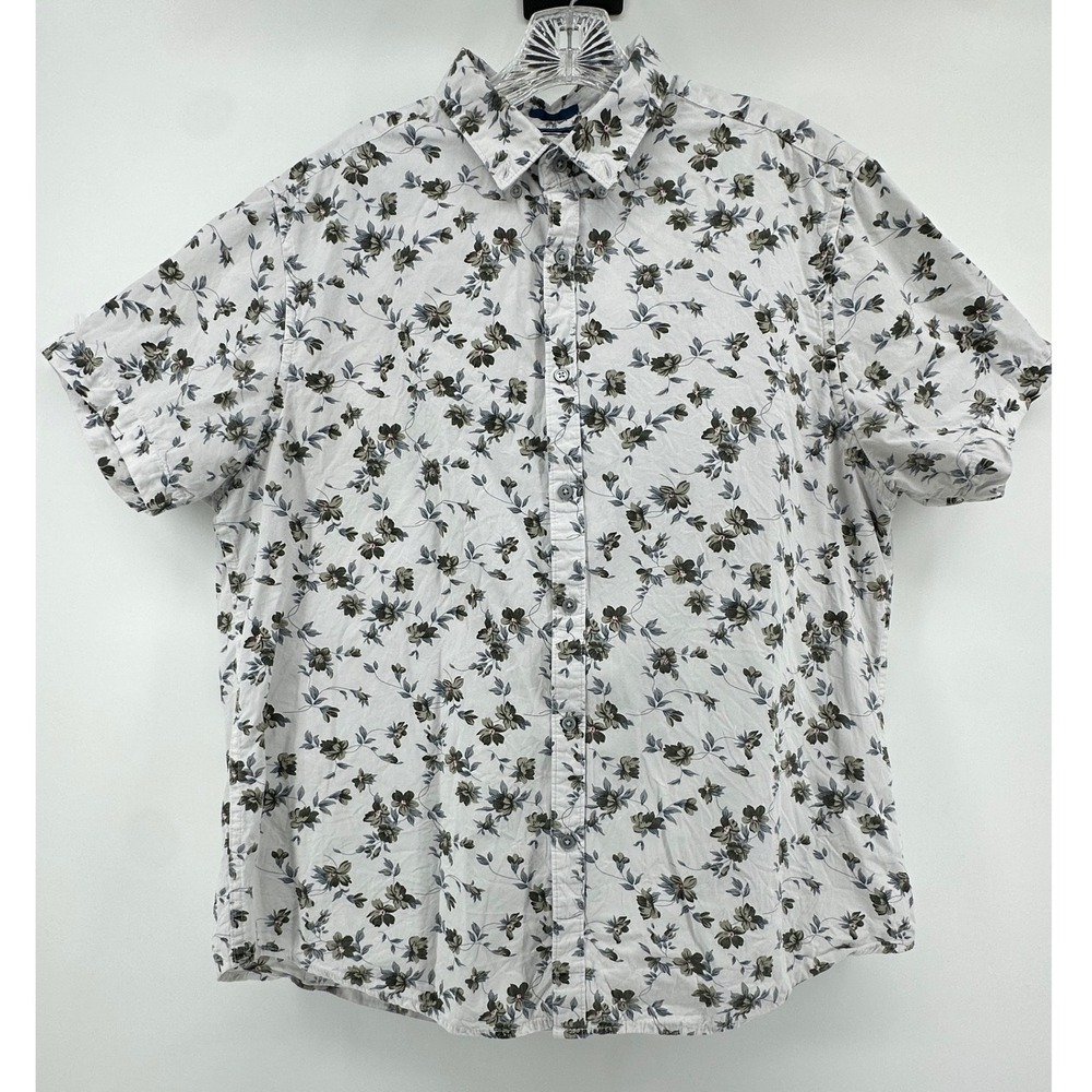 Denim & Flower Ricky Singh Mens XL Floral Short Sleeve Button Down Cotton Shirt
